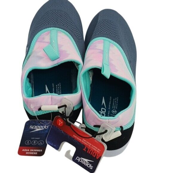 Speedo Water Shoes Gray Pink Slip On Mesh Aqua Skimmer Womens Size L 9/10 - Picture 3 of 6